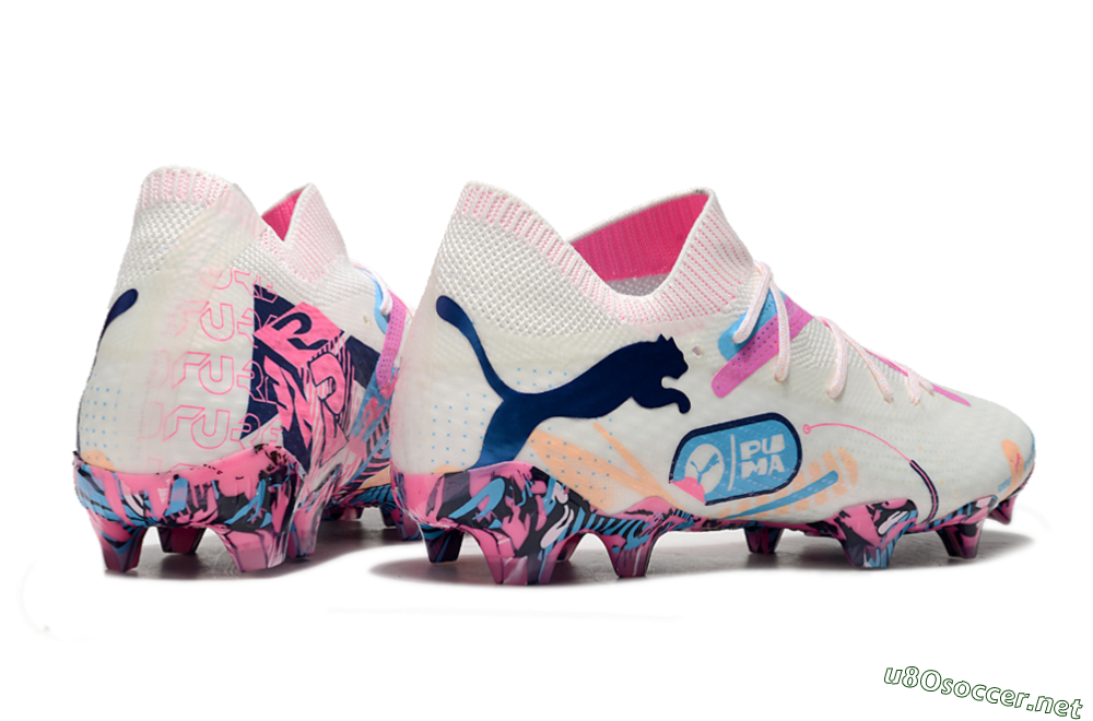 Men's Puma Future Ultimate FG Football Boots - White/Pink/Blue 6