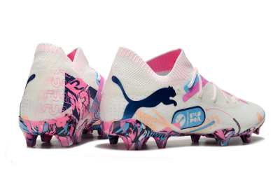 Men's Puma Future Ultimate FG Football Boots - White/Pink/Blue