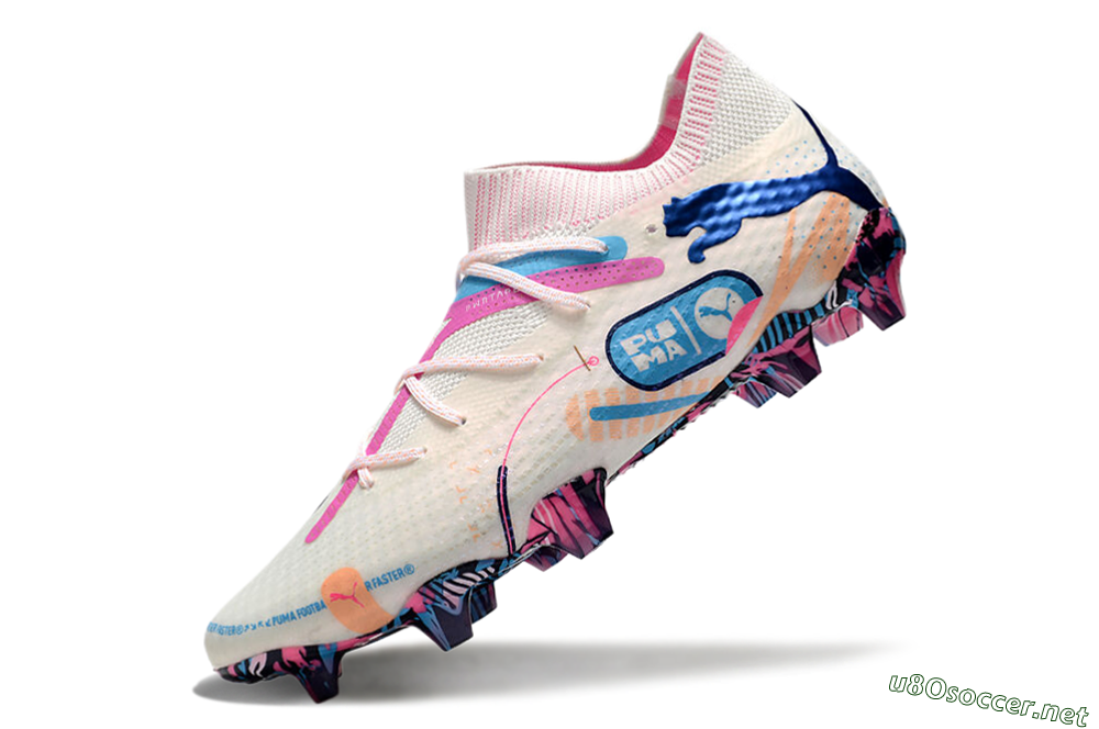 Men's Puma Future Ultimate FG Football Boots - White/Pink/Blue 5