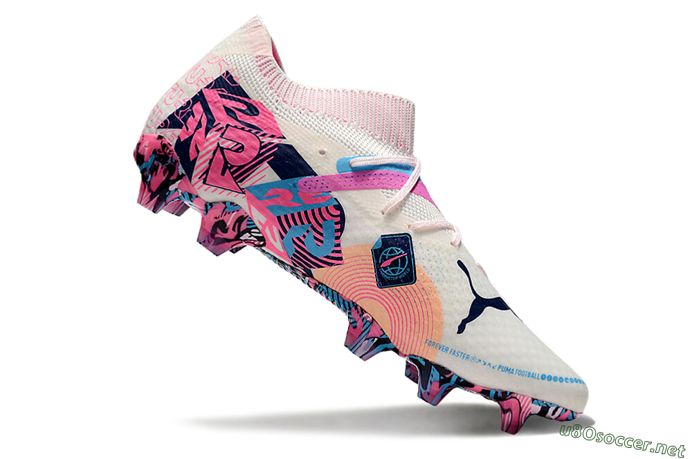 Men's Puma Future Ultimate FG Football Boots - White/Pink/Blue 4