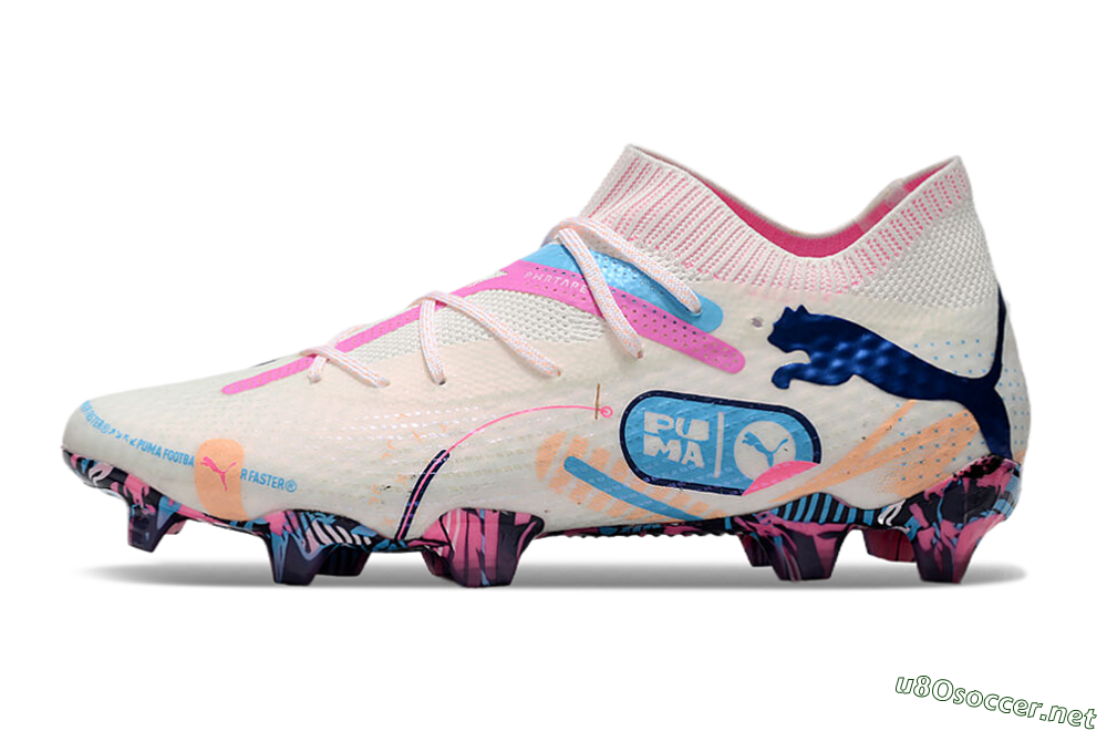 Men's Puma Future Ultimate FG Football Boots - White/Pink/Blue 0