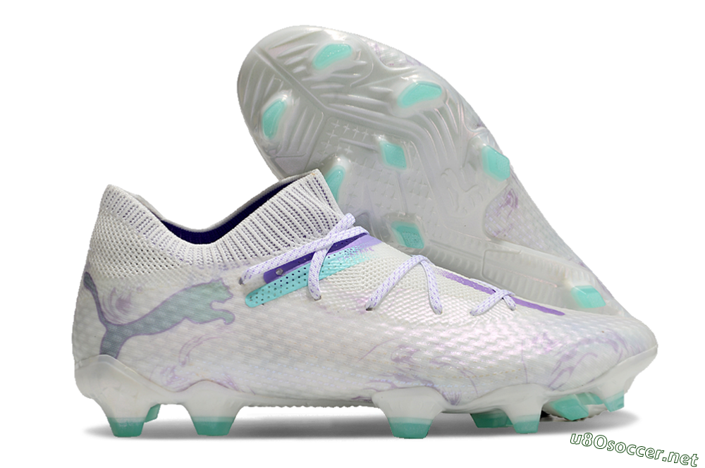 Men's Puma Future Ultimate FG Football Boots - White/Purple/Jade 2
