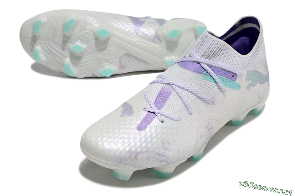 Men's Puma Future Ultimate FG Football Boots - White/Purple/Jade 3