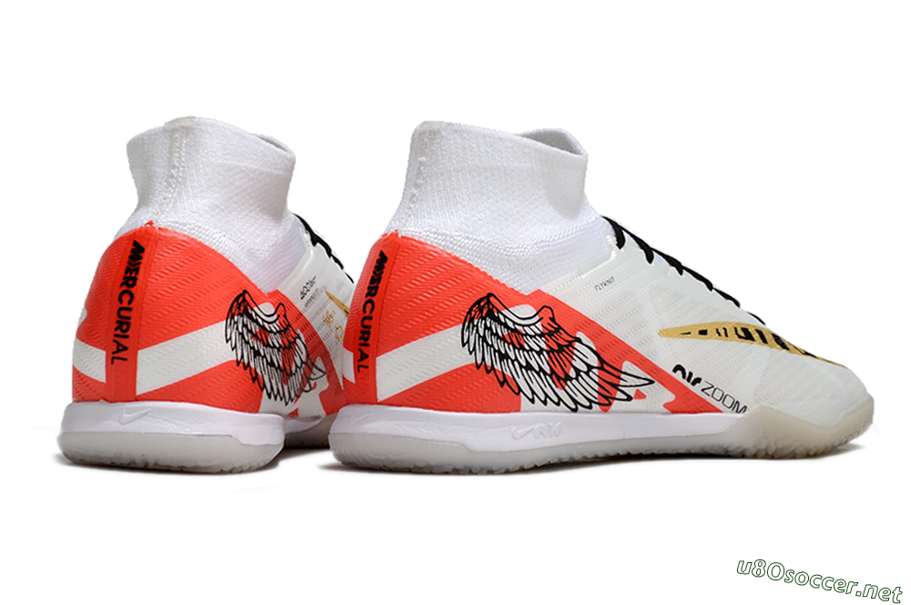 Men's Nike Air Zoom Mercurial Superfly 9 Elite IC Football Shoes - White/Gold/Red 6