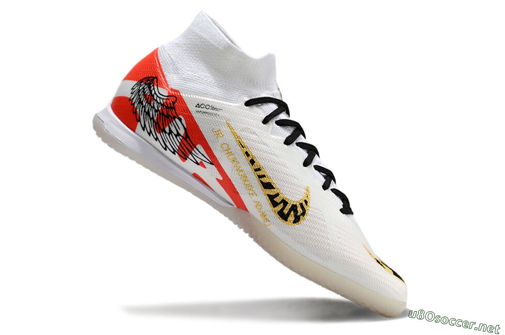Men's Nike Air Zoom Mercurial Superfly 9 Elite IC Football Shoes - White/Gold/Red 4