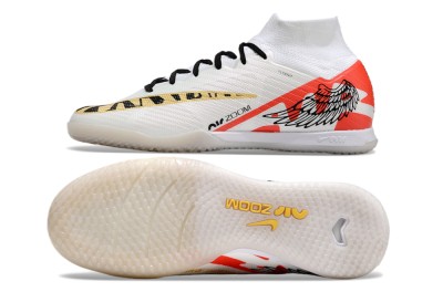 Men's Nike Air Zoom Mercurial Superfly 9 Elite IC Football Shoes - White/Gold/Red
