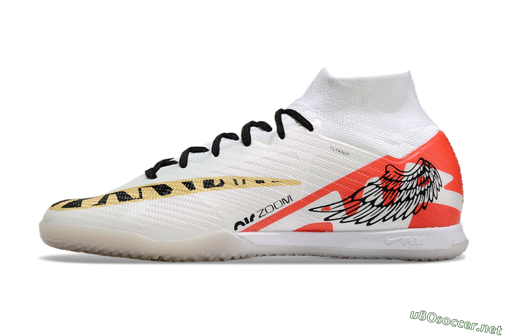 Men's Nike Air Zoom Mercurial Superfly 9 Elite IC Football Shoes - White/Gold/Red 0