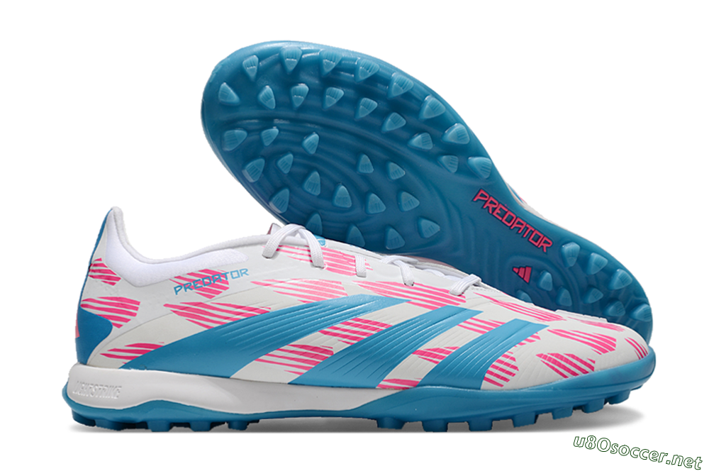 Men's Adidas Predator Elite 24 TF Football Shoes - White/Pink/Blue 2
