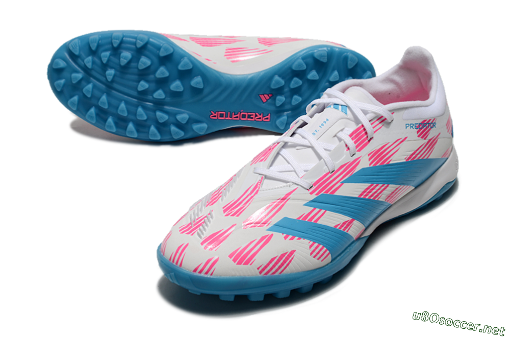 Men's Adidas Predator Elite 24 TF Football Shoes - White/Pink/Blue 3