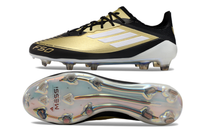 Men's Adidas F50 Adizero Messi FG Football Boots - Gold/White/Black