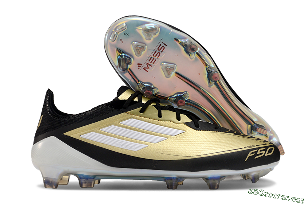 Men's Adidas F50 Adizero Messi FG Football Boots - Gold/White/Black 5