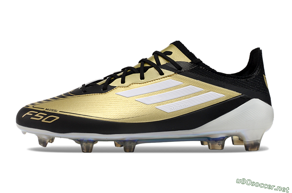 Men's Adidas F50 Adizero Messi FG Football Boots - Gold/White/Black 4