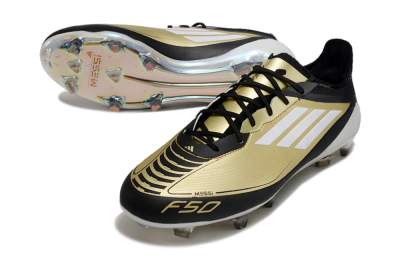 Men's Adidas F50 Adizero Messi FG Football Boots - Gold/White/Black