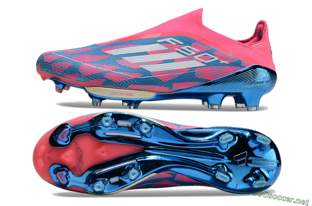 Unisex Adidas F50+ Lightstrike Pro Laceless FG Football Boots - Pink/Blue/White 1