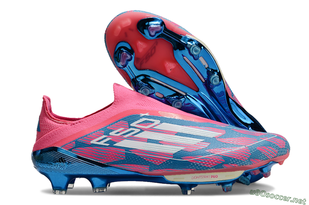 Unisex Adidas F50+ Lightstrike Pro Laceless FG Football Boots - Pink/Blue/White 2