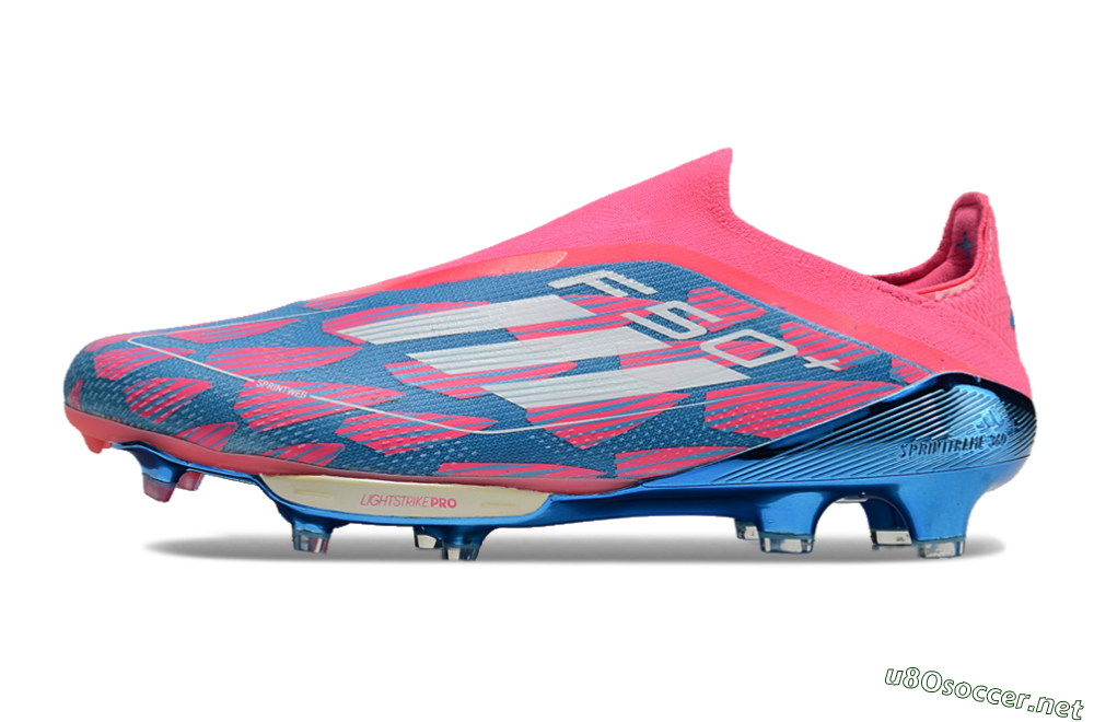 Unisex Adidas F50+ Lightstrike Pro Laceless FG Football Boots - Pink/Blue/White 0
