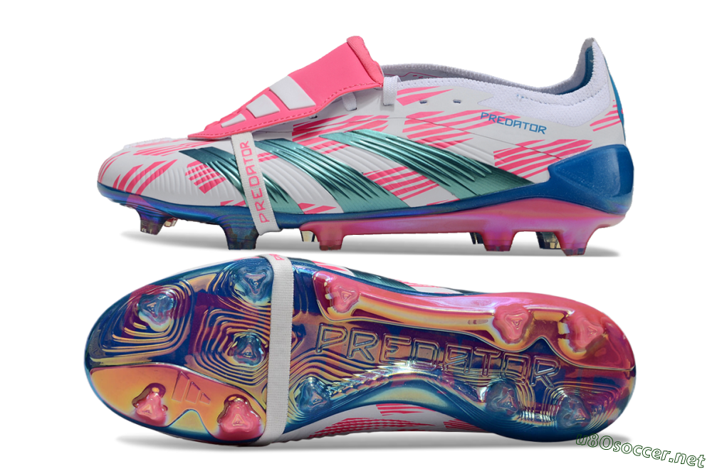 Men's Adidas Predator Elite Foldover Tongue FG Football Boots - White/Blue/Pink 1
