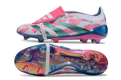 Men's Adidas Predator Elite Foldover Tongue FG Football Boots - White/Blue/Pink