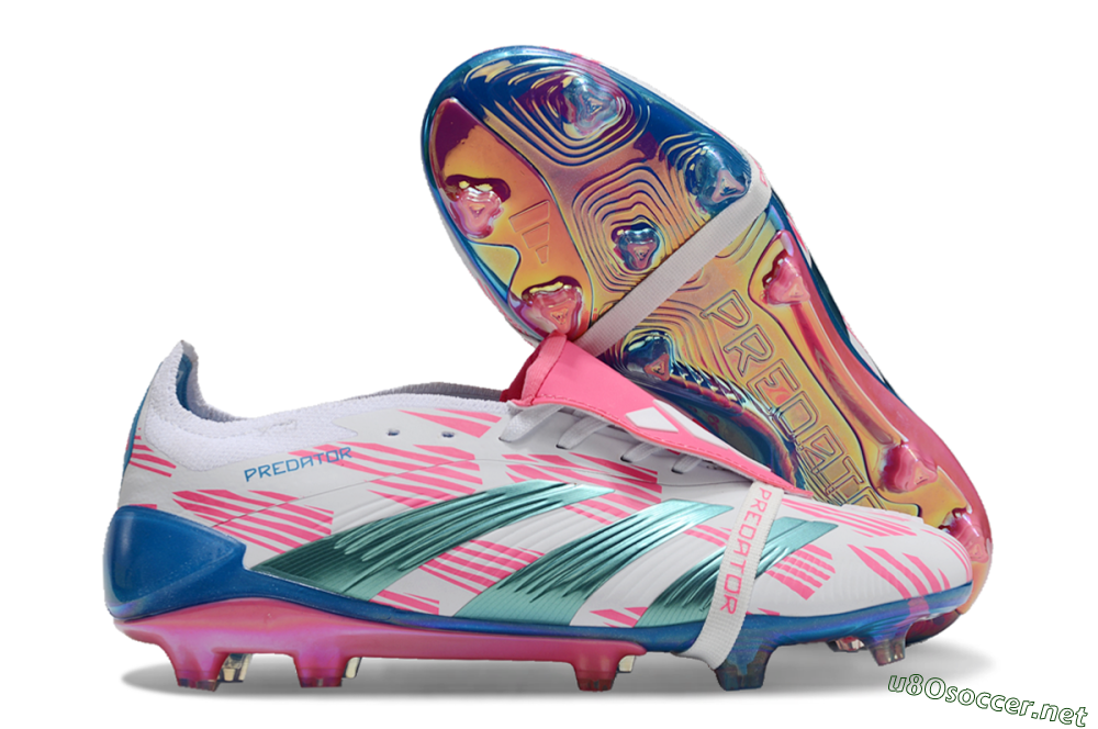 Men's Adidas Predator Elite Foldover Tongue FG Football Boots - White/Blue/Pink 2