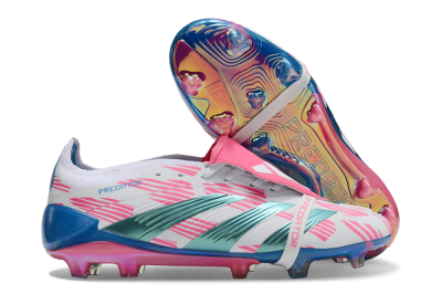 Men's Adidas Predator Elite Foldover Tongue FG Football Boots - White/Blue/Pink