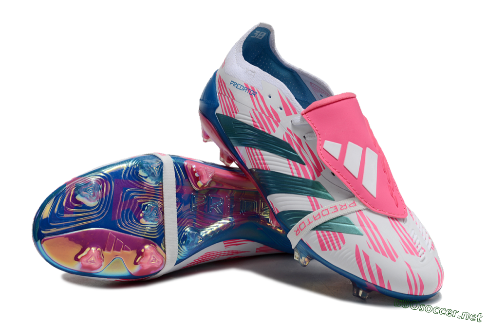 Men's Adidas Predator Elite Foldover Tongue FG Football Boots - White/Blue/Pink 3