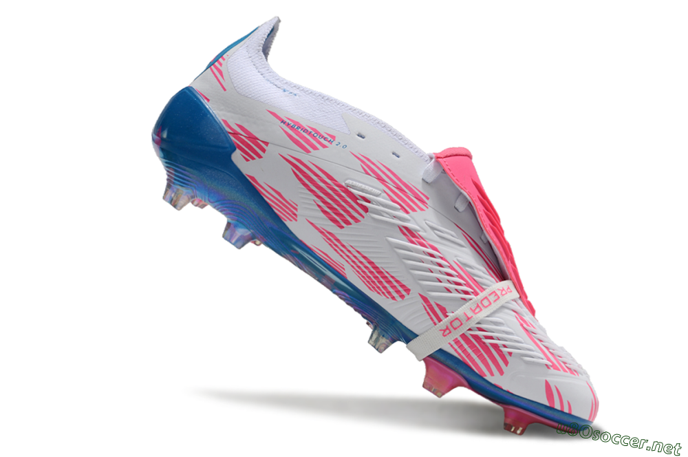 Men's Adidas Predator Elite Foldover Tongue FG Football Boots - White/Blue/Pink 4