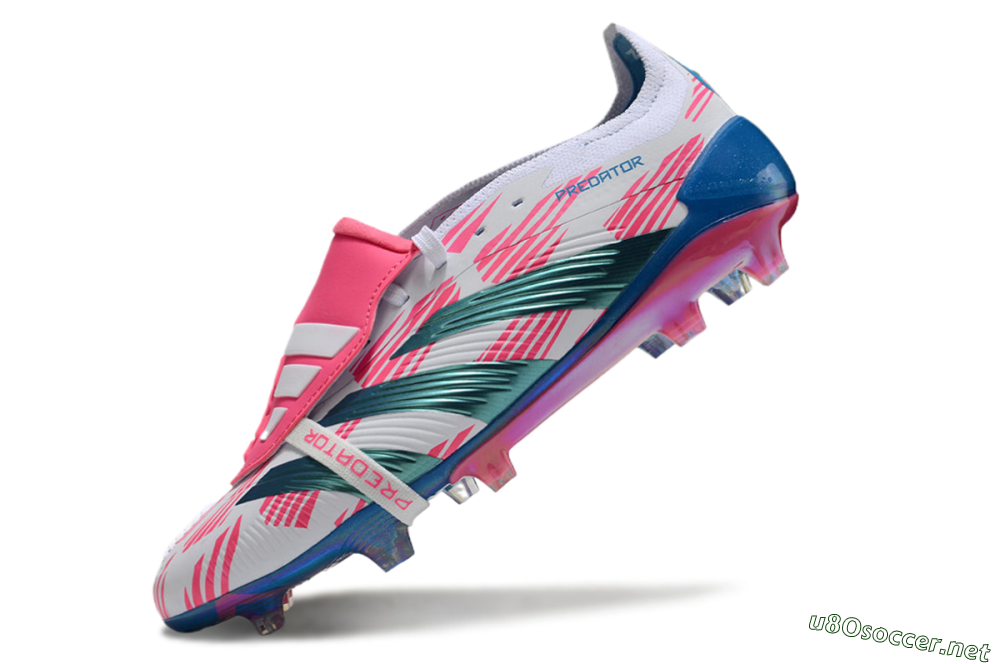 Men's Adidas Predator Elite Foldover Tongue FG Football Boots - White/Blue/Pink 5