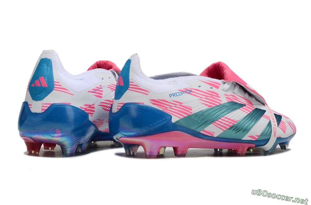 Men's Adidas Predator Elite Foldover Tongue FG Football Boots - White/Blue/Pink 6
