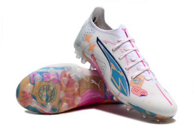 Men's Puma Ultra 5 Ultimate MG Football Boots - White/Blue/Pink