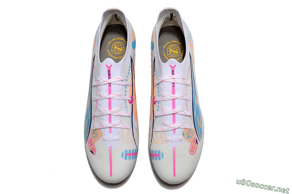 Men's Puma Ultra 5 Ultimate MG Football Boots - White/Blue/Pink 3
