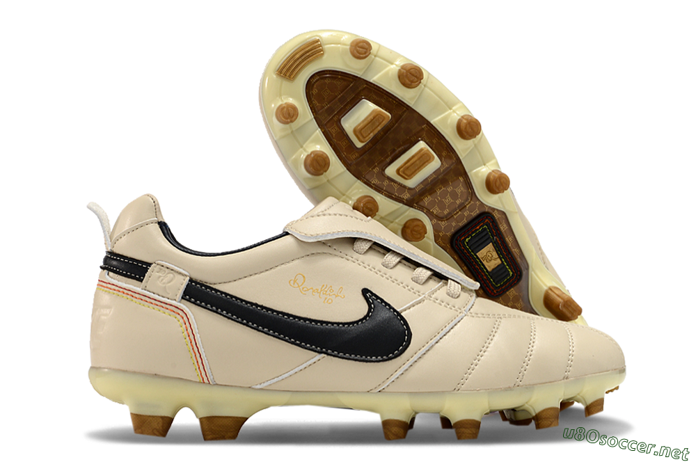 Men's Ronaldo x Nike Tiempo Legend R10 Elite FG Football Boots - Beige/Black 2
