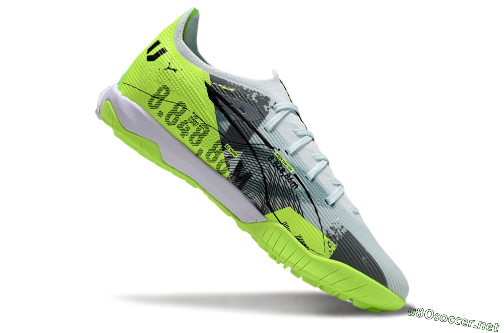 Men's Puma Ultra 5 Ultimate TF Football Shoes - Grey/Green/Black 4