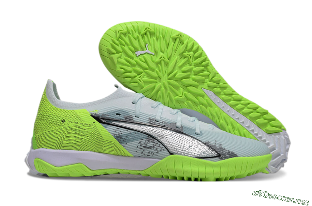 Men's Puma Ultra 5 Ultimate TF Football Shoes - Grey/Green/Black 2