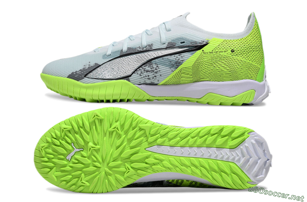Men's Puma Ultra 5 Ultimate TF Football Shoes - Grey/Green/Black 1