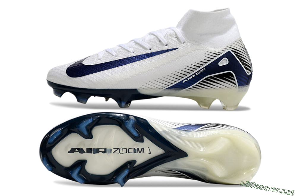 Men's Nike Air Zoom Mercurial Superfly 10 Elite FG Football Boots - White/Black/Blue 1