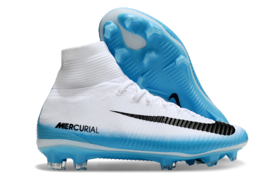 Men's Nike Zoom Mercurial Superfly 5 Elite FG Football Boots - White/Black/Blue