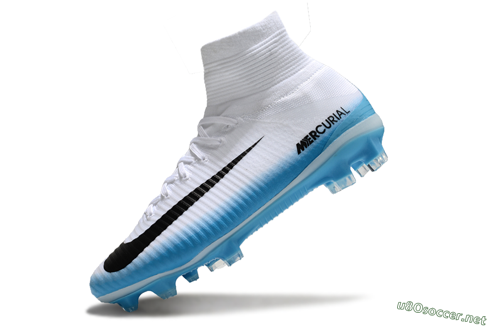 Men's Nike Zoom Mercurial Superfly 5 Elite FG Football Boots - White/Black/Blue 5