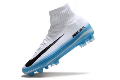 Men's Nike Zoom Mercurial Superfly 5 Elite FG Football Boots - White/Black/Blue