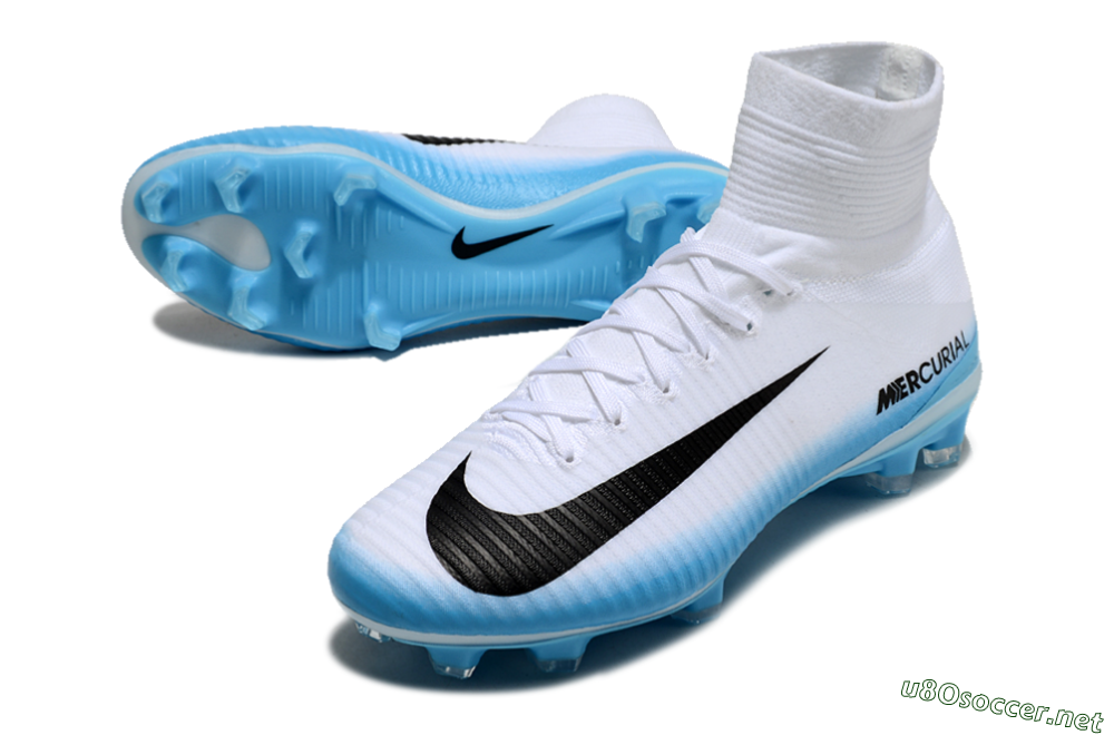 Men's Nike Zoom Mercurial Superfly 5 Elite FG Football Boots - White/Black/Blue 3