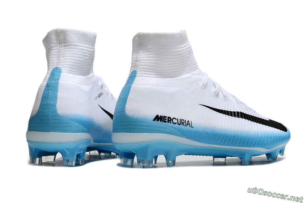 Men's Nike Zoom Mercurial Superfly 5 Elite FG Football Boots - White/Black/Blue 6