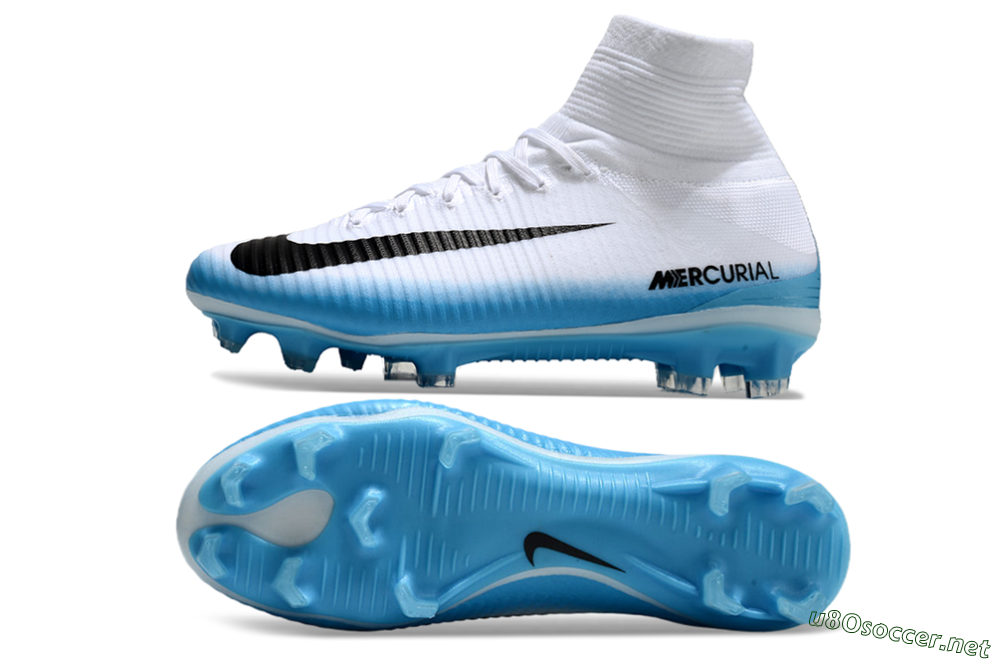 Men's Nike Zoom Mercurial Superfly 5 Elite FG Football Boots - White/Black/Blue 1