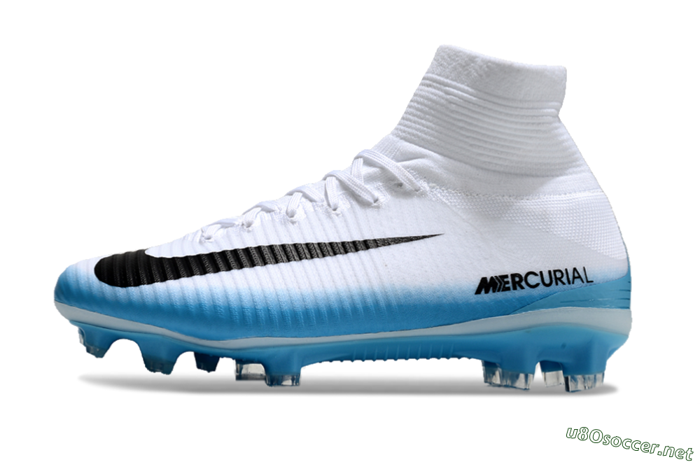 Men's Nike Zoom Mercurial Superfly 5 Elite FG Football Boots - White/Black/Blue 0
