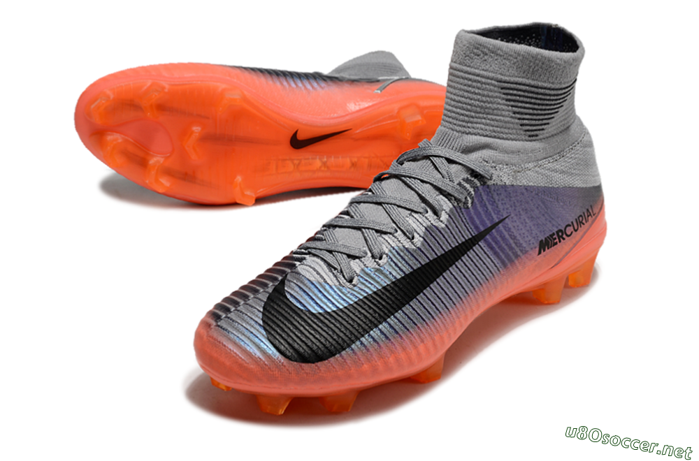 Men's Nike Zoom Mercurial Superfly 5 Elite FG Football Boots - Grey/Black/Orange 3