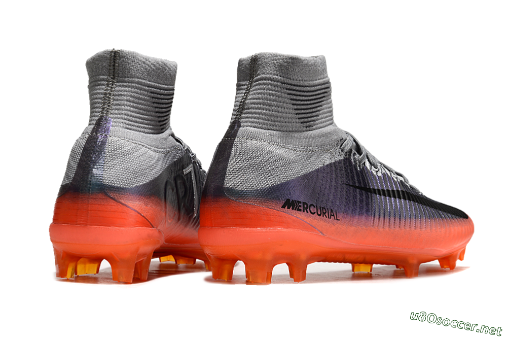 Men's Nike Zoom Mercurial Superfly 5 Elite FG Football Boots - Grey/Black/Orange 6