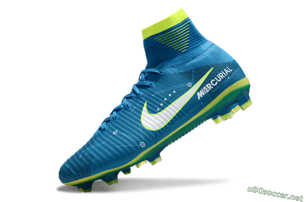 Men's Nike Zoom Mercurial Superfly 5 Elite FG Football Boots - Blue/White/Yellow 5