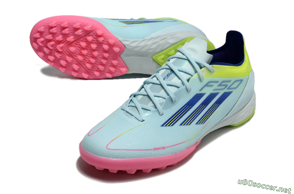 Men's Adidas F50 Pro TF Football Shoes - Jade/Blue/Yellow/Pink 3