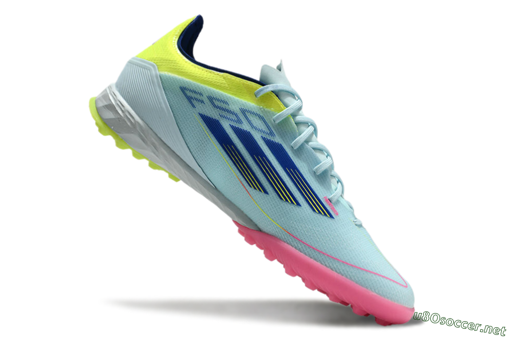Men's Adidas F50 Pro TF Football Shoes - Jade/Blue/Yellow/Pink 4