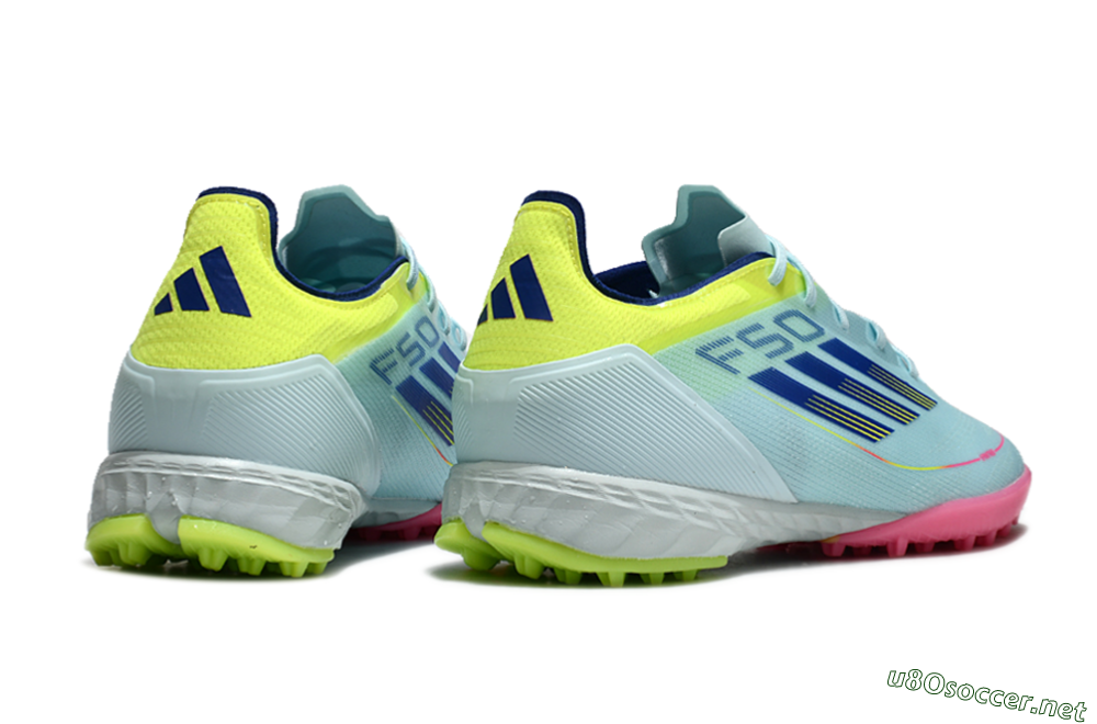Men's Adidas F50 Pro TF Football Shoes - Jade/Blue/Yellow/Pink 6
