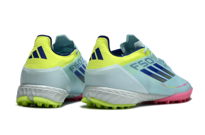 Men's Adidas F50 Pro TF Football Shoes - Jade/Blue/Yellow/Pink