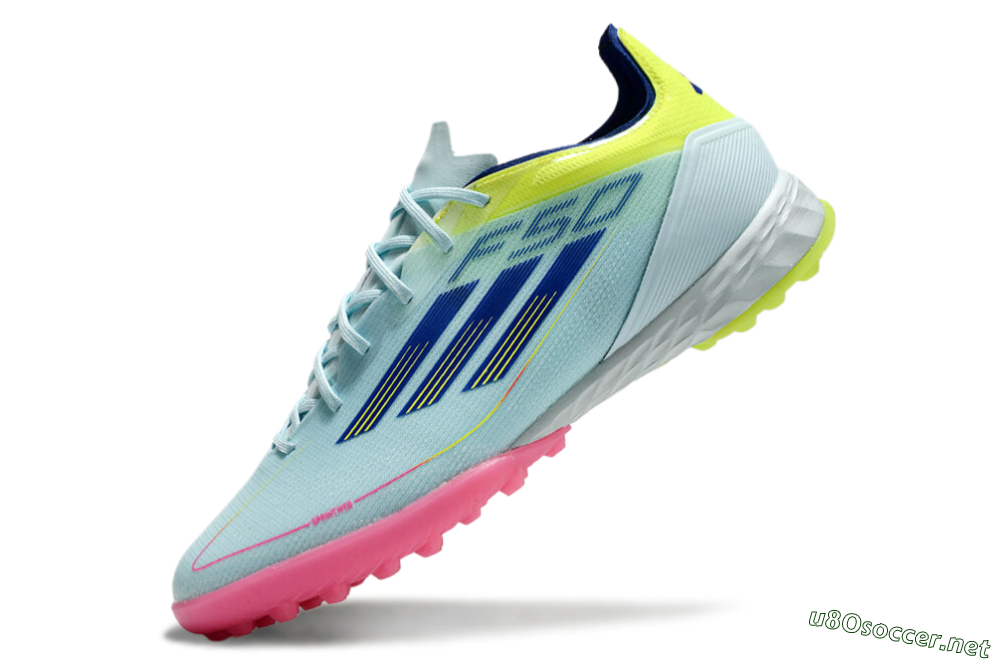 Men's Adidas F50 Pro TF Football Shoes - Jade/Blue/Yellow/Pink 5